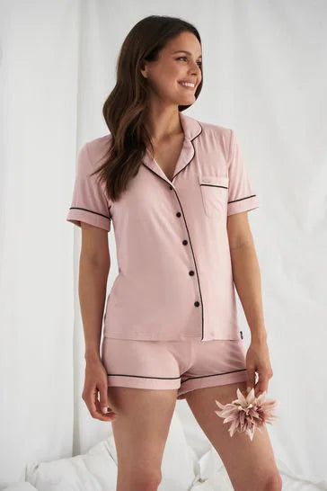 Pretty You London Bamboo Shirt and Short Set in Pink