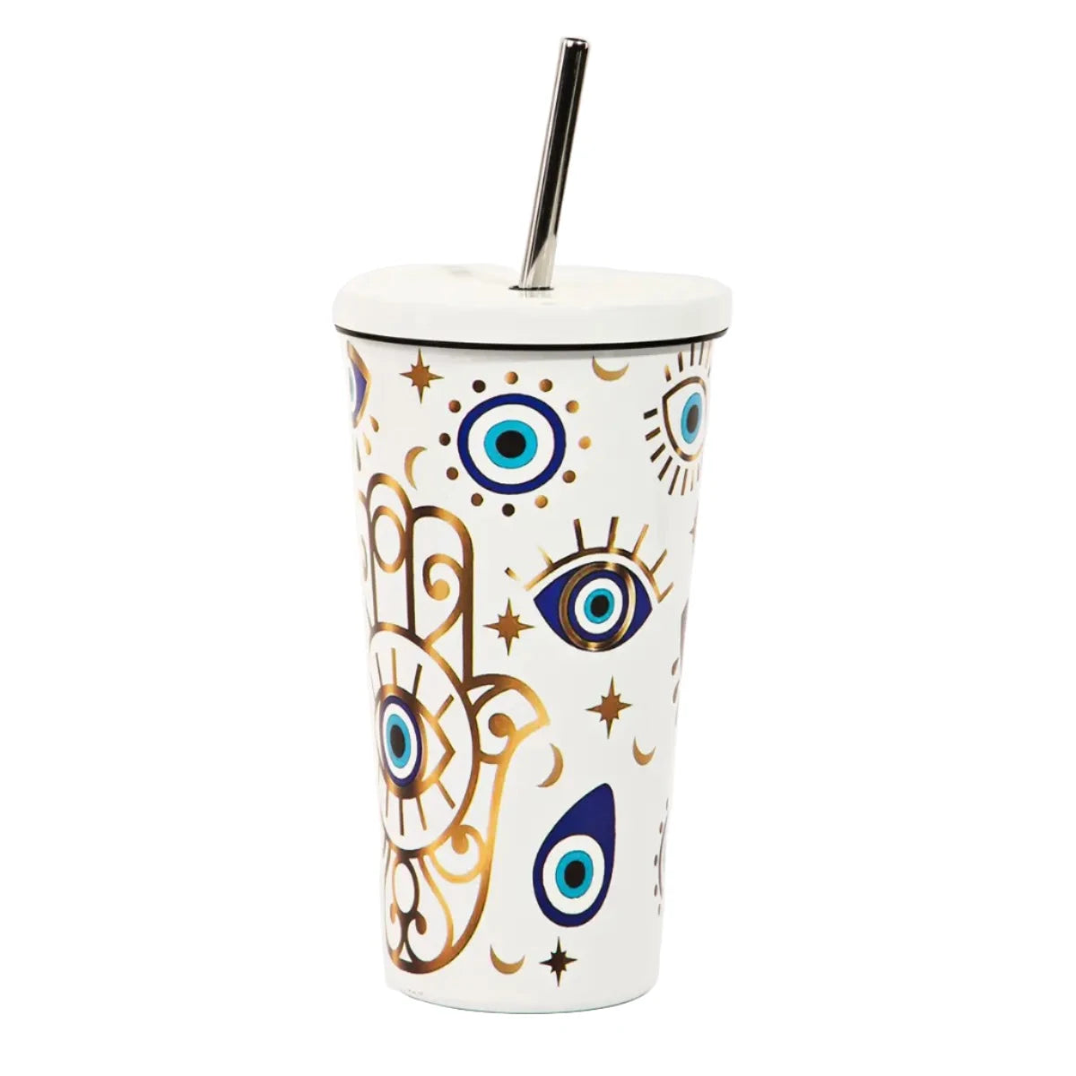 Hamsa Evil eye tumbler - white