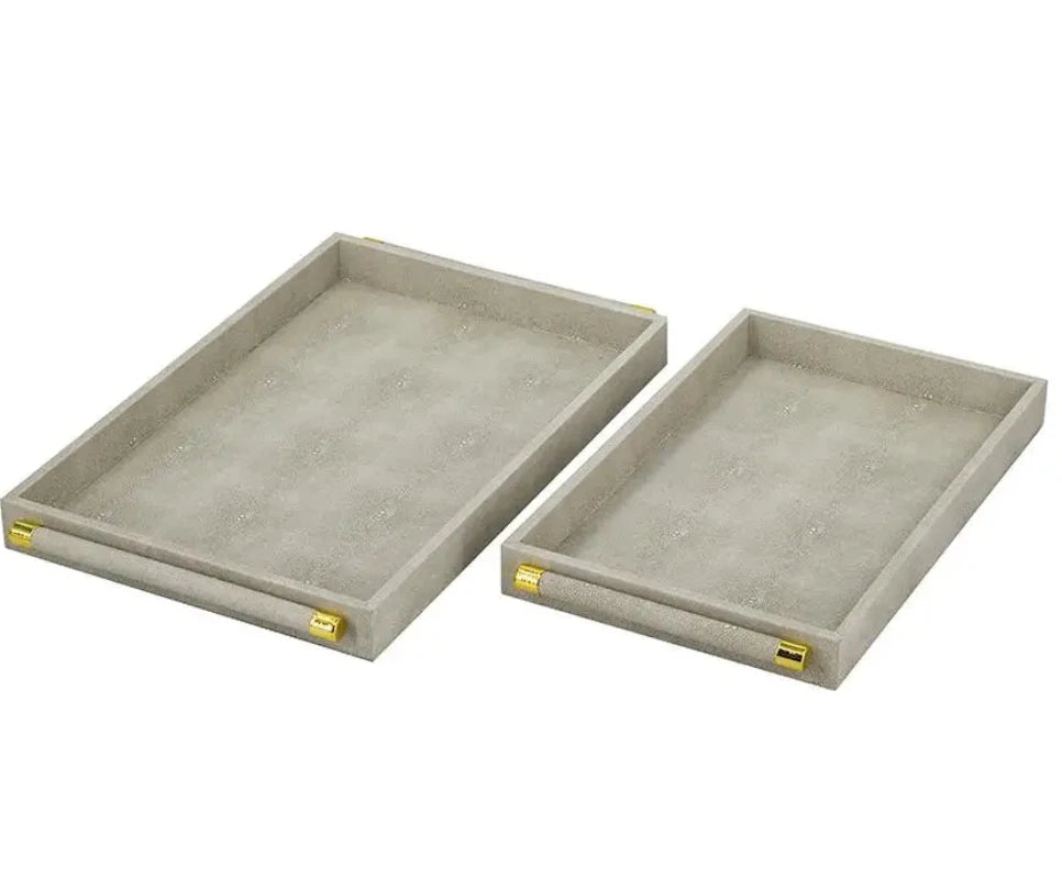 Grey decorative faux leather tray