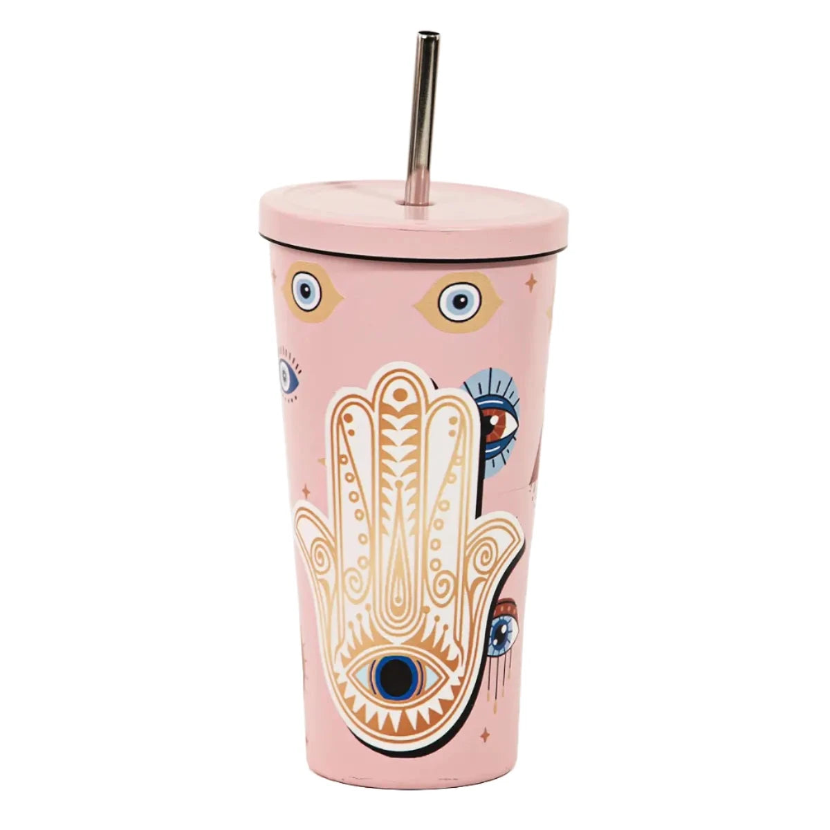 Hamsa Hand Evil eye tumbler - pink