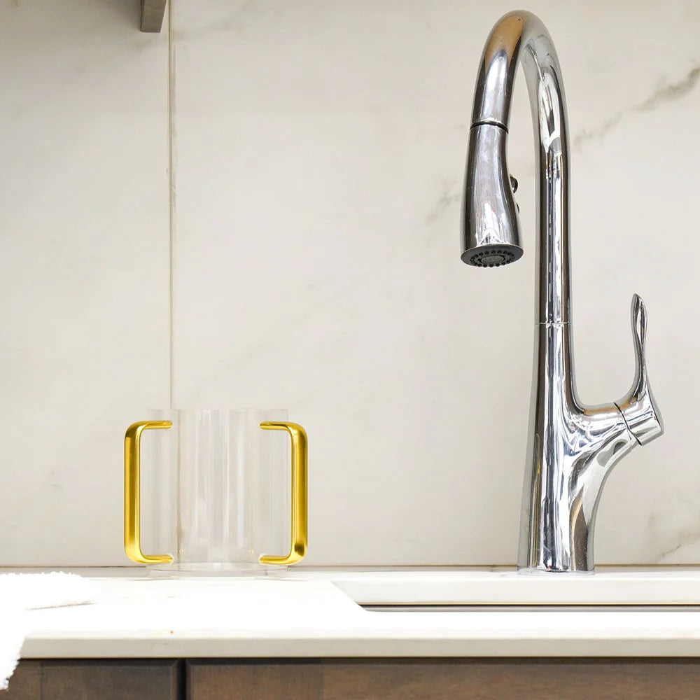 Lucite Wash Cup with Gold Handles