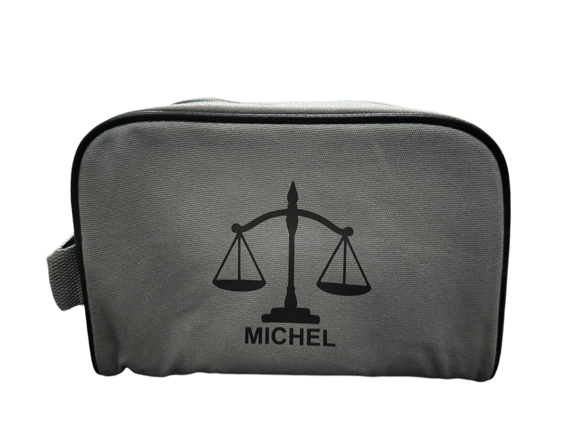 Personalized scale of justice “lawyer” toiletry bag