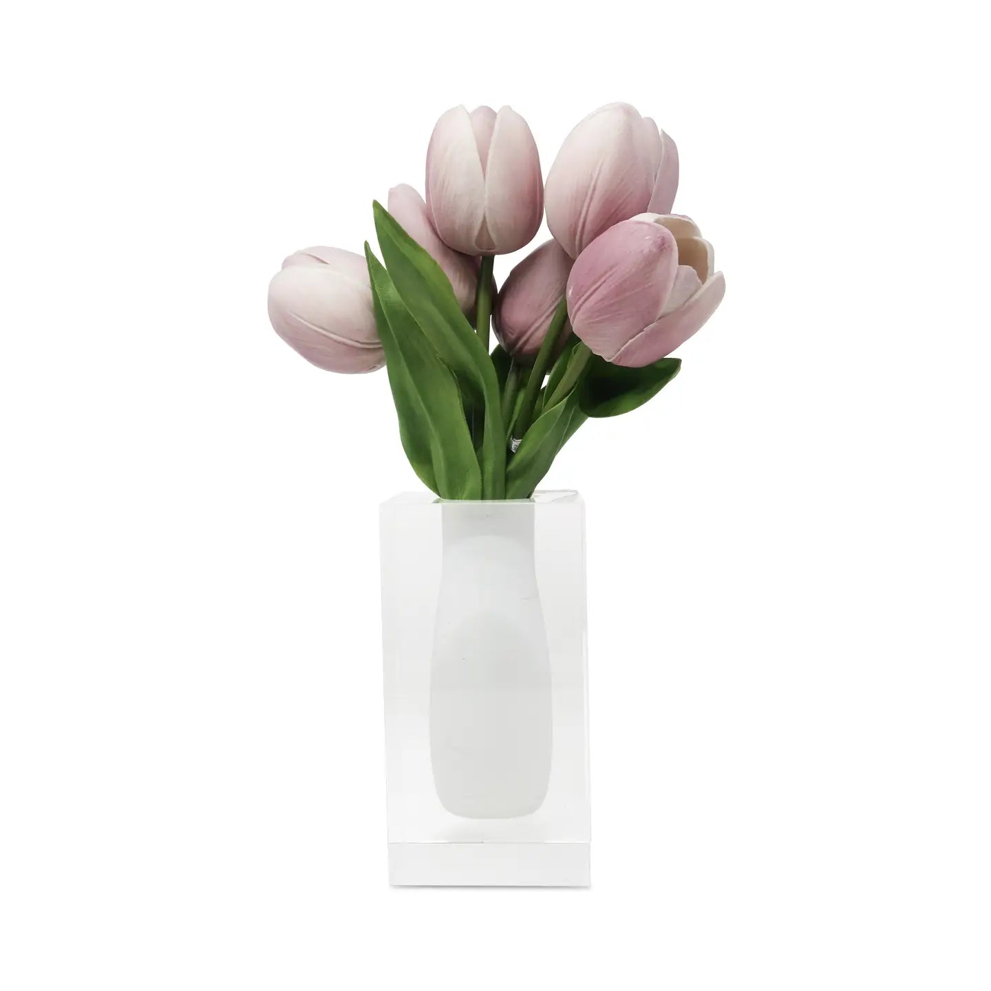 Double Wall Crystal Bud Vase White Inner