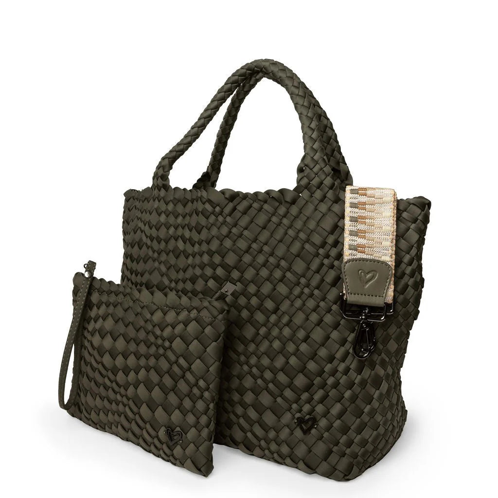 LONDON WOVEN LARGE TOTE  - OLIVE