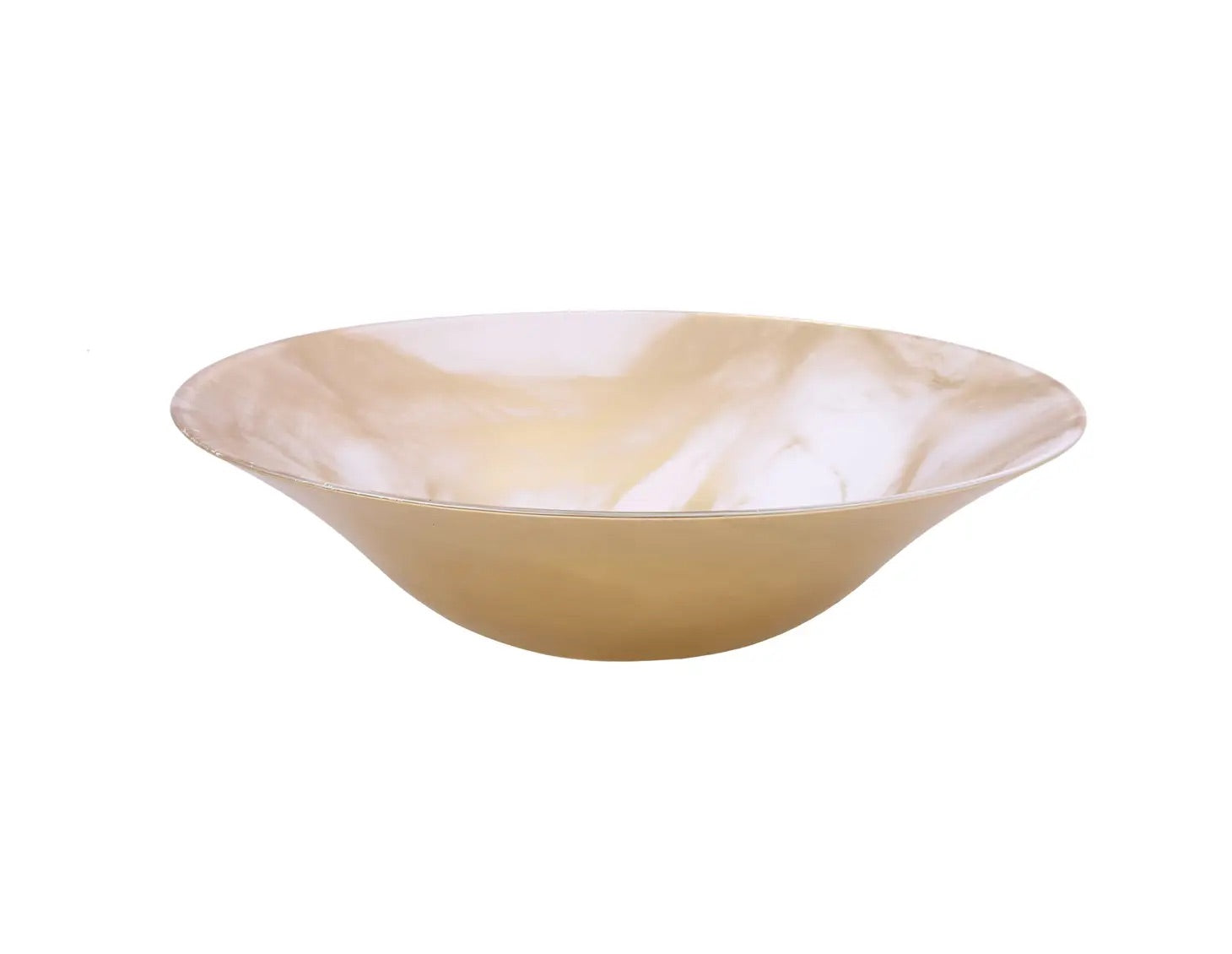 White/Gold Marble Design Glass Salad Bowl