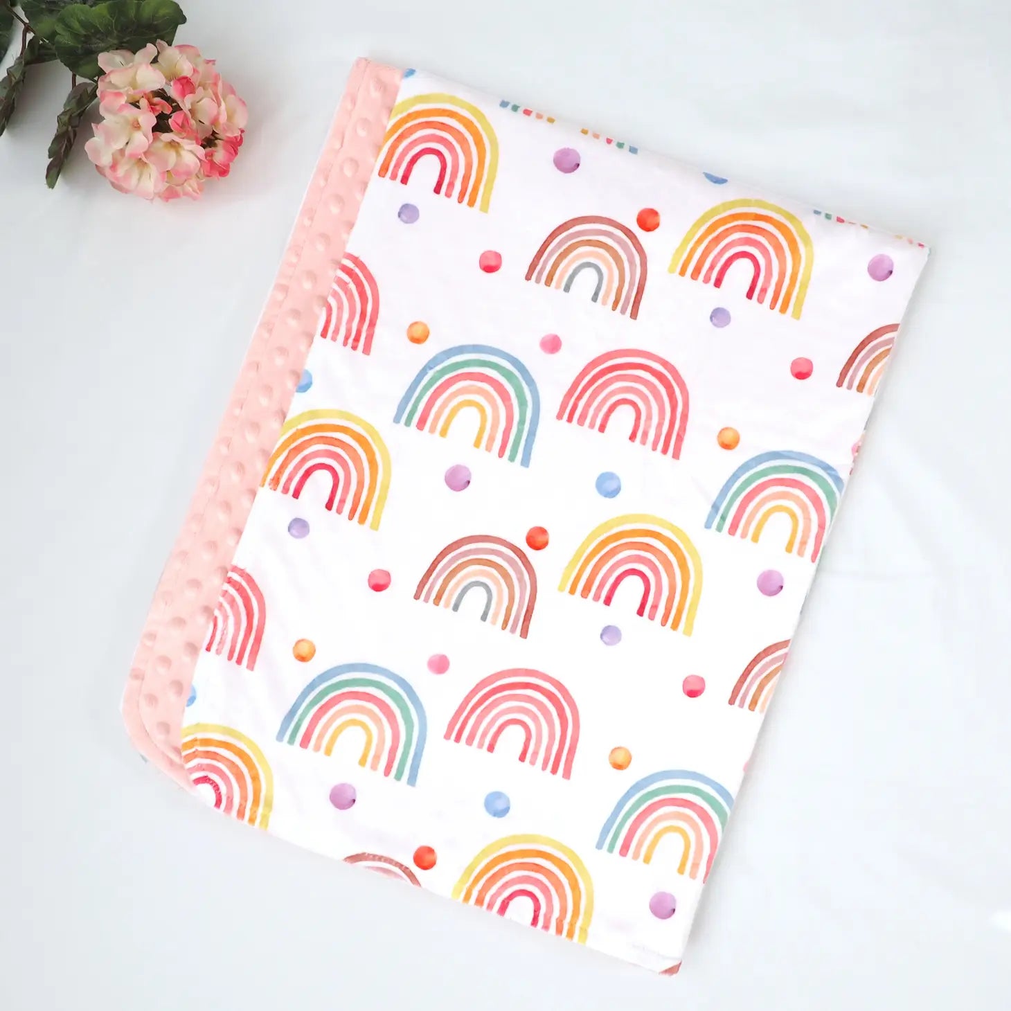 Personalized  Baby & Toddler blanket - rainbow
