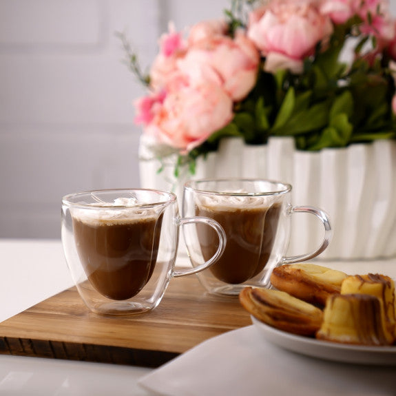 Glass Heart Cappuccino Mugs  - Double Double