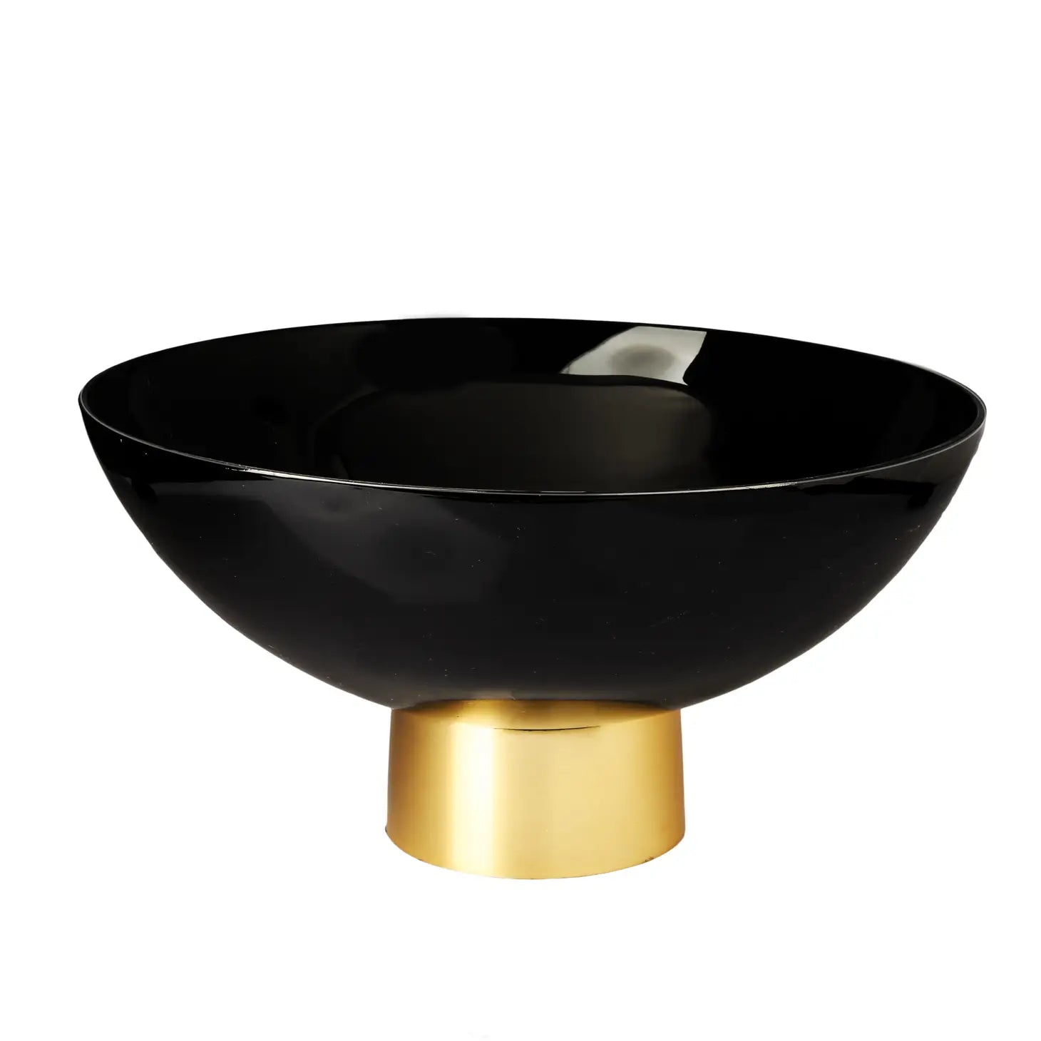Black Glass Bowl On Gold Base