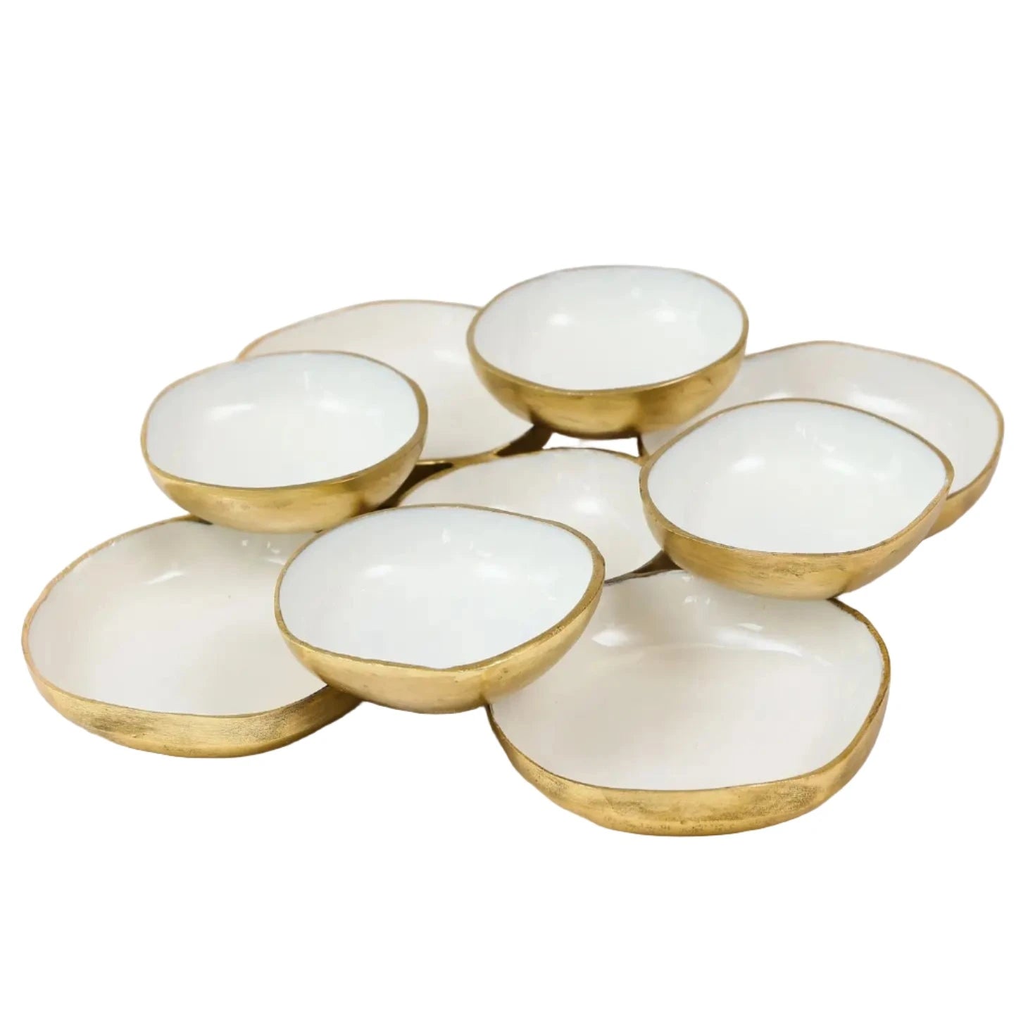 white enamel and gold 9 Bowl Cluster