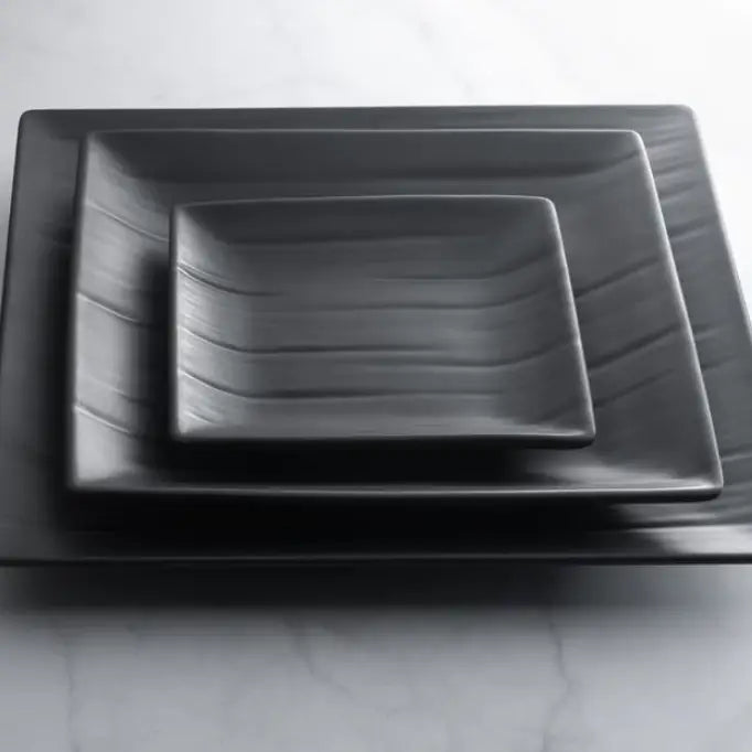 Gourmet Black Satin Melamine Square Plate