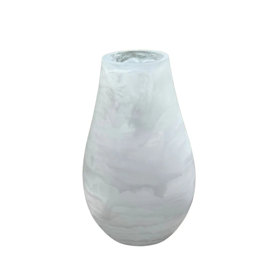 Resin white swirl vase