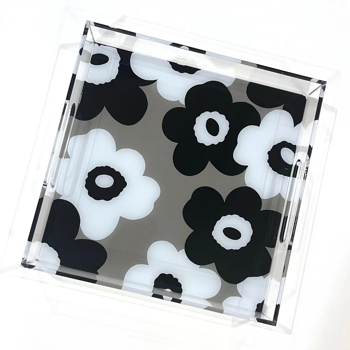 Acrylic Tray - Taupe Flowers