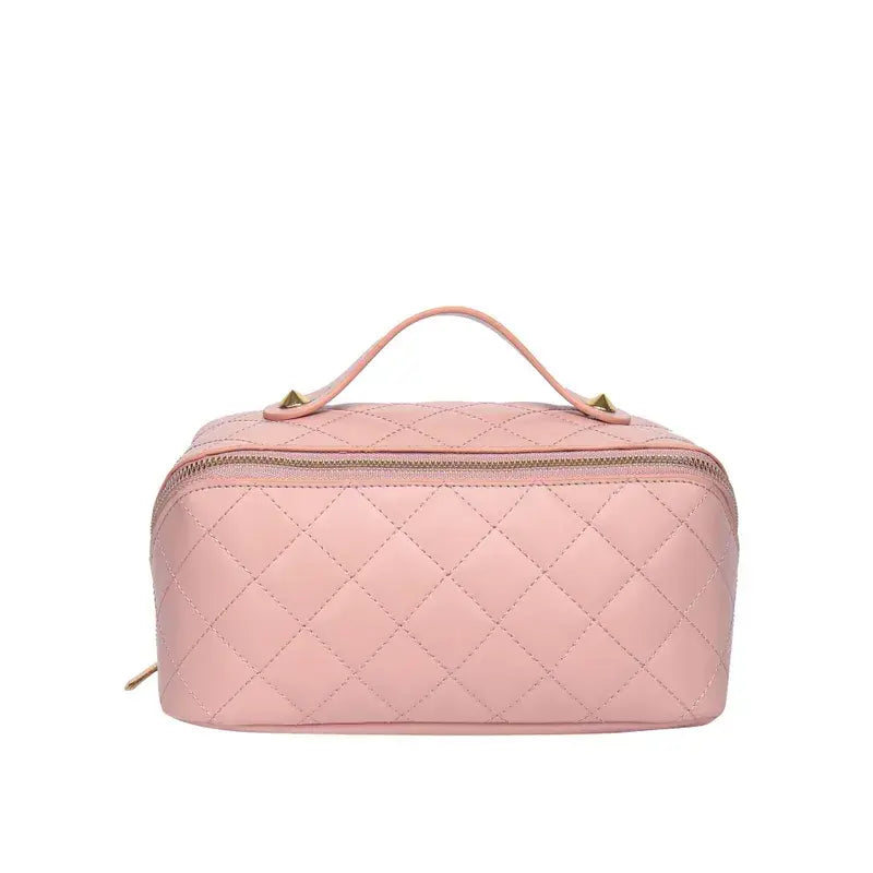 Quilted Pattern Makeup Bag - pink