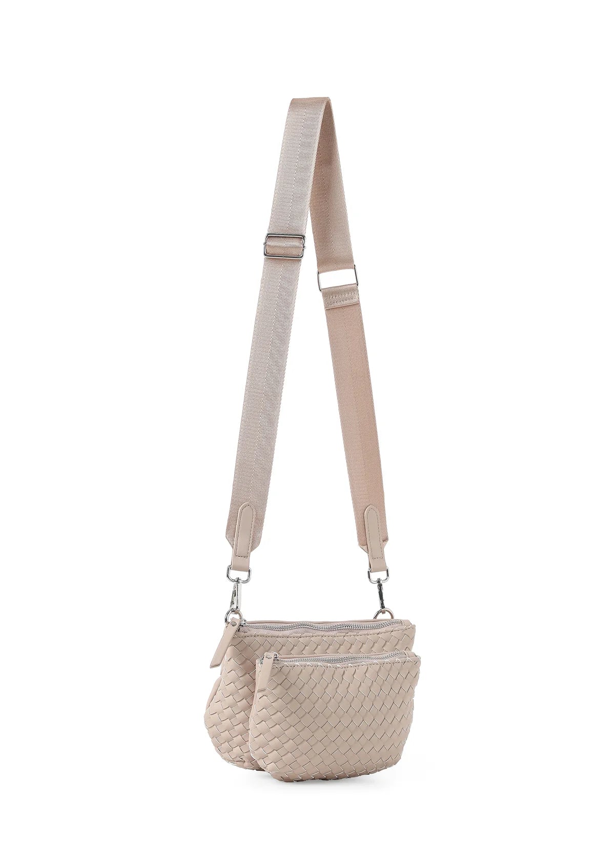 Woven vegan leather convertible crossbody - sand