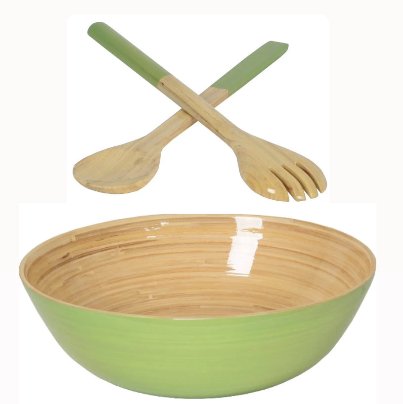 Bamboo Classic Bowl and Serving Set - Pastel Green