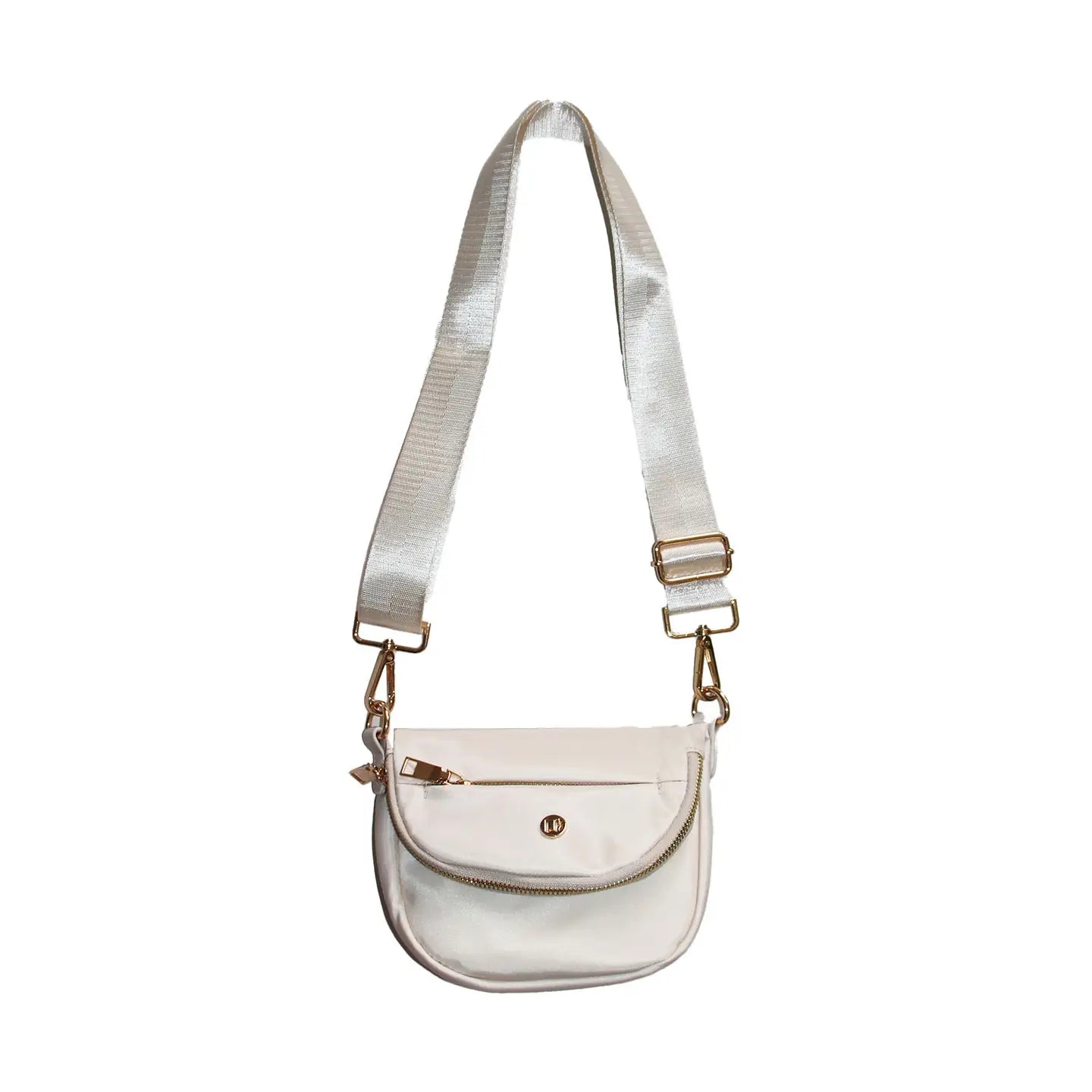 Petit sac bandoulière et ceinture en nylon - crème
