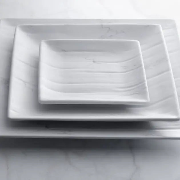 Gourmet Marble Blanc Melamine Square Plate - Large