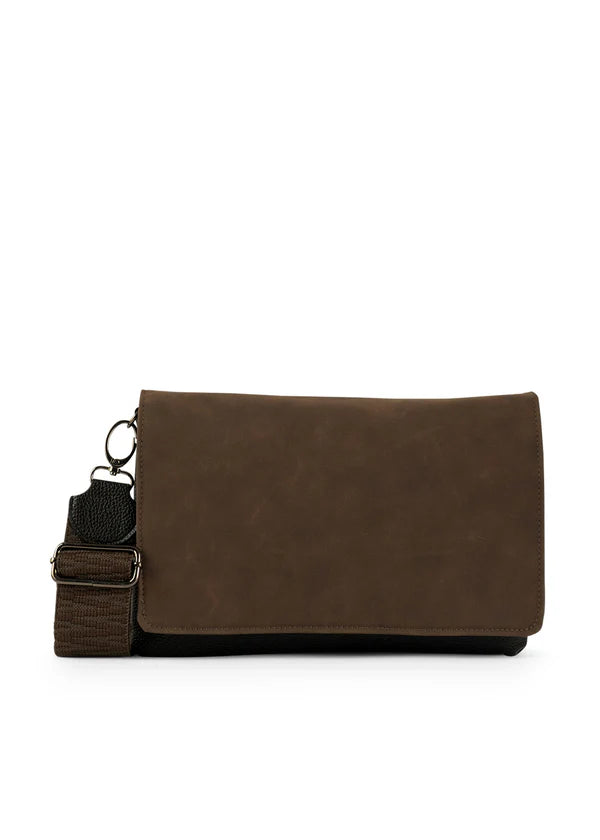 Vegan suede crossbody - espresso