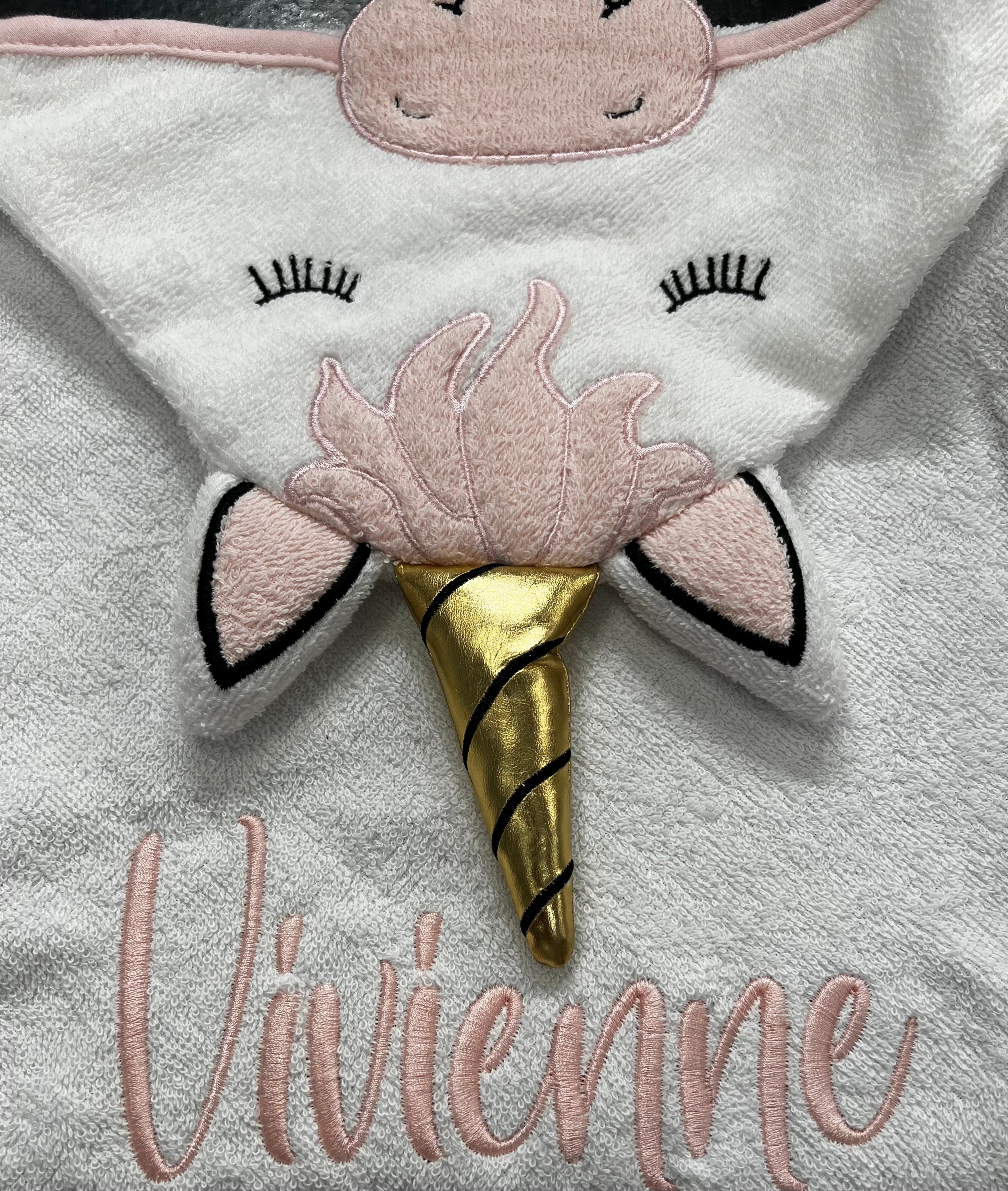 Personalized Baby Cotton Animal Face Hooded Towel, Modern Unicorn