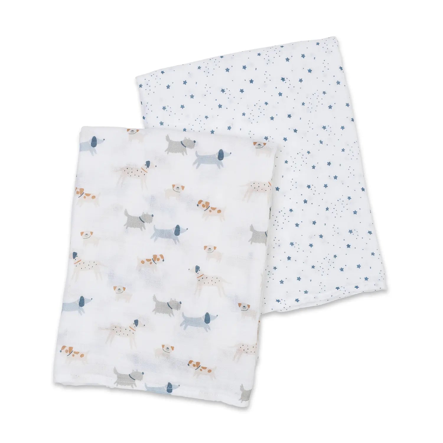 2 pack Cotton Swaddles - Puppy Dog + Stars