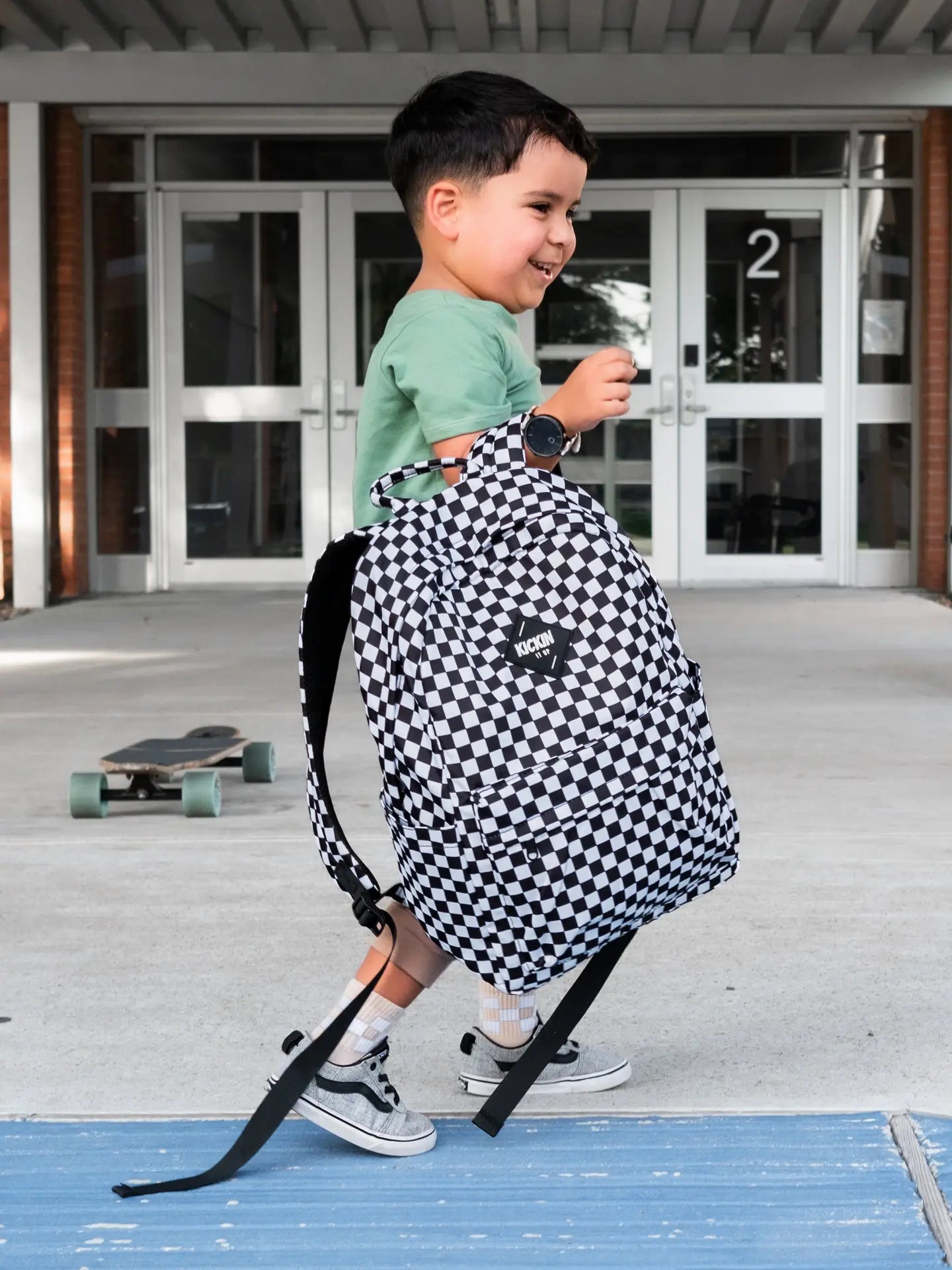 Black Checkered Backpack