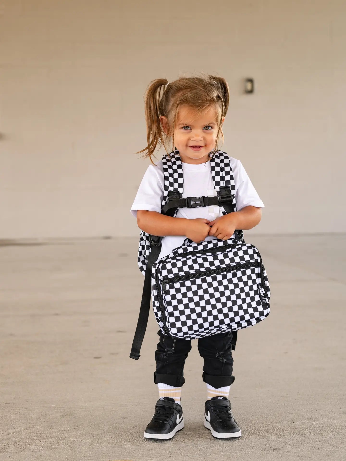 Black Checkered Lunch box