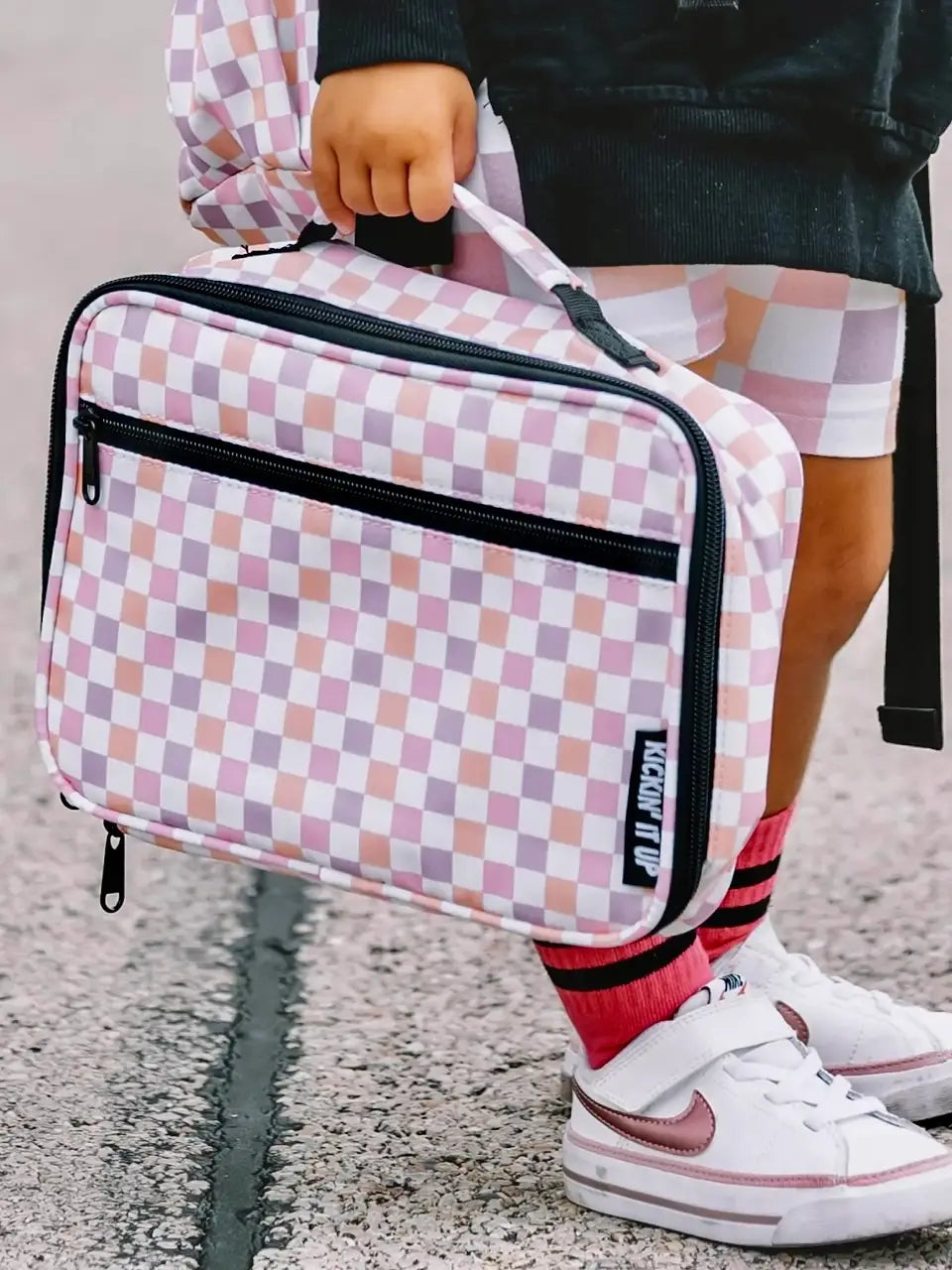 Pink Checkered Lunch box