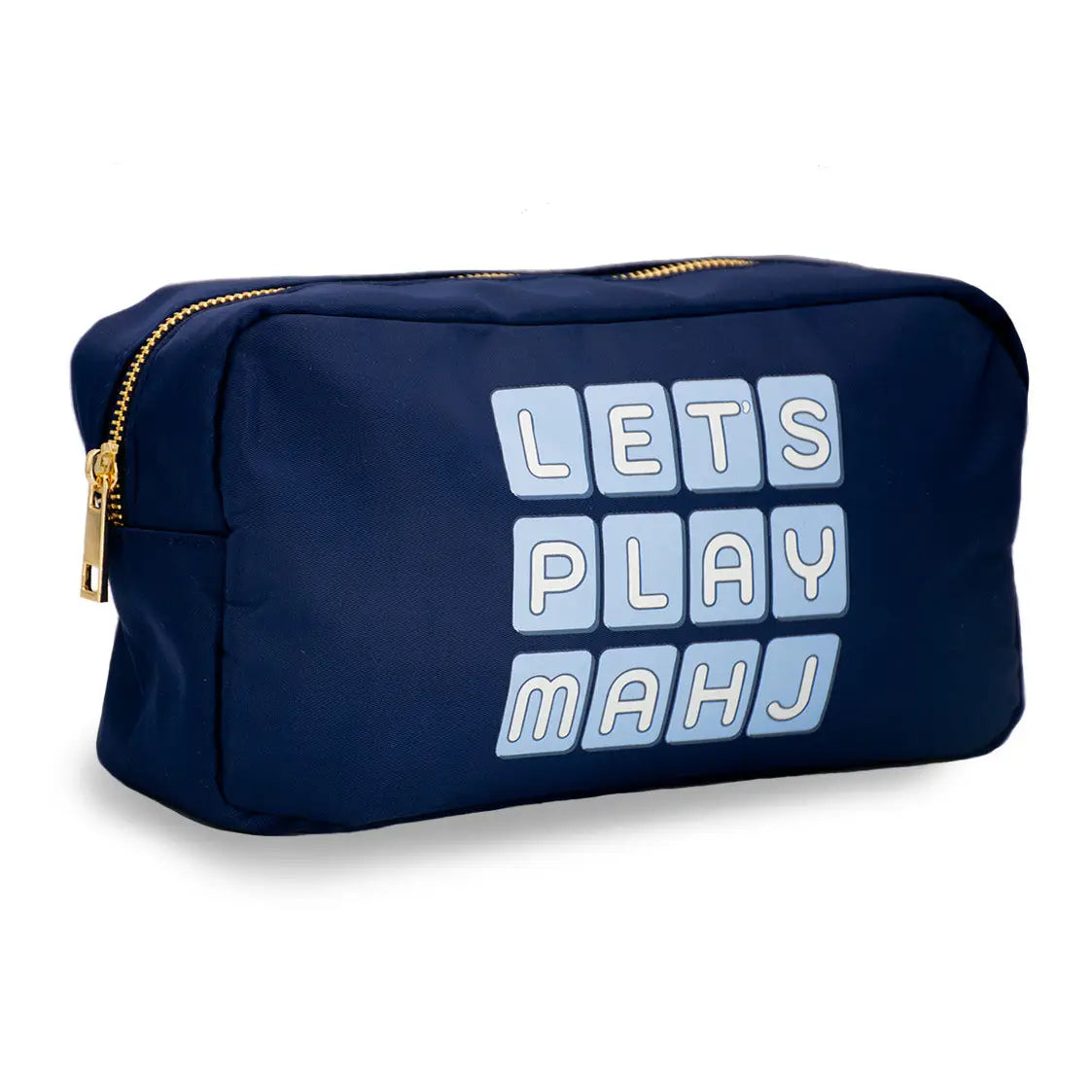 "Let's Play Mahj" Nylon Zip Tile Bag - navy