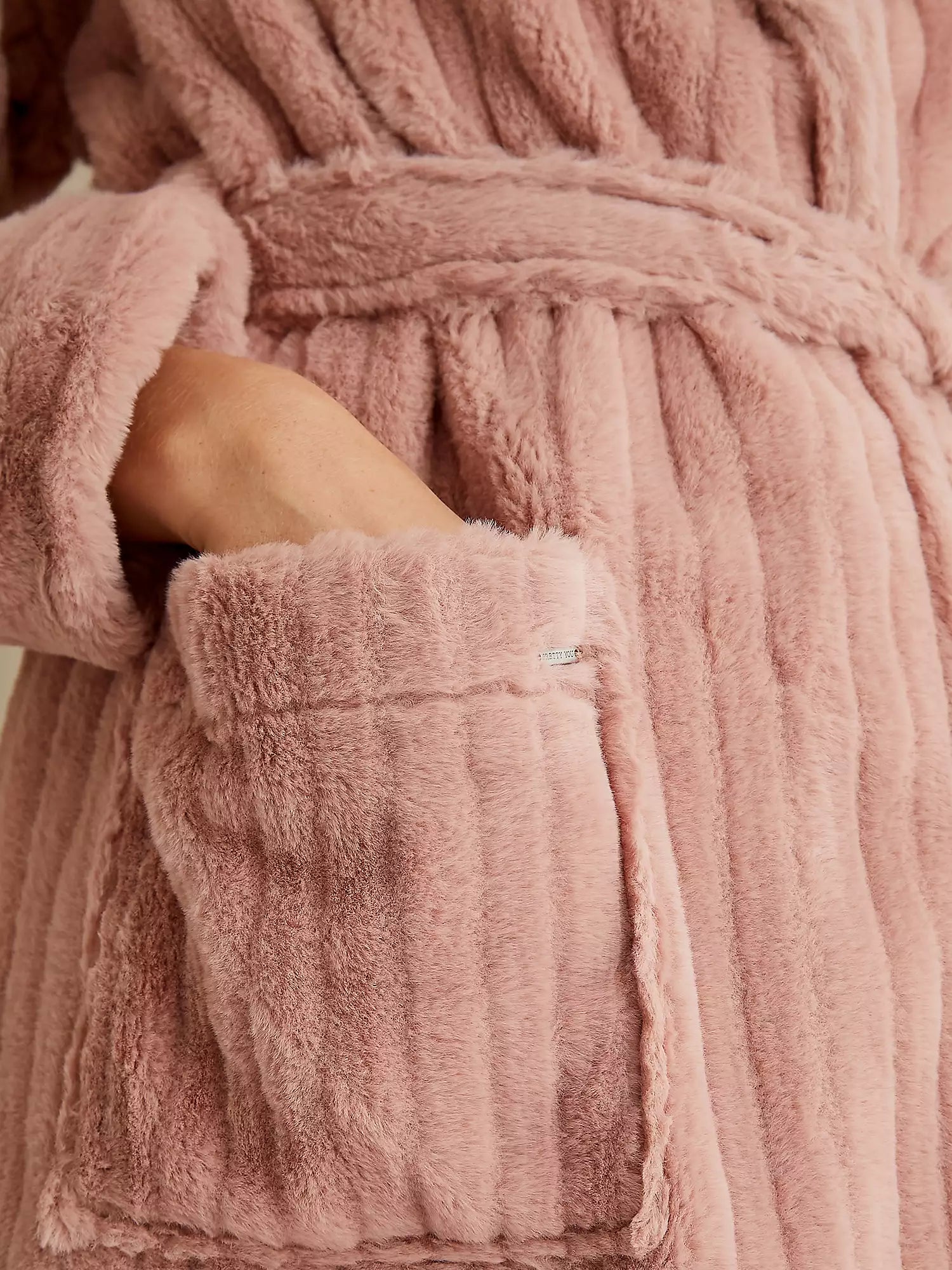 ROBE-FAUX FUR - DUSTY ROSE