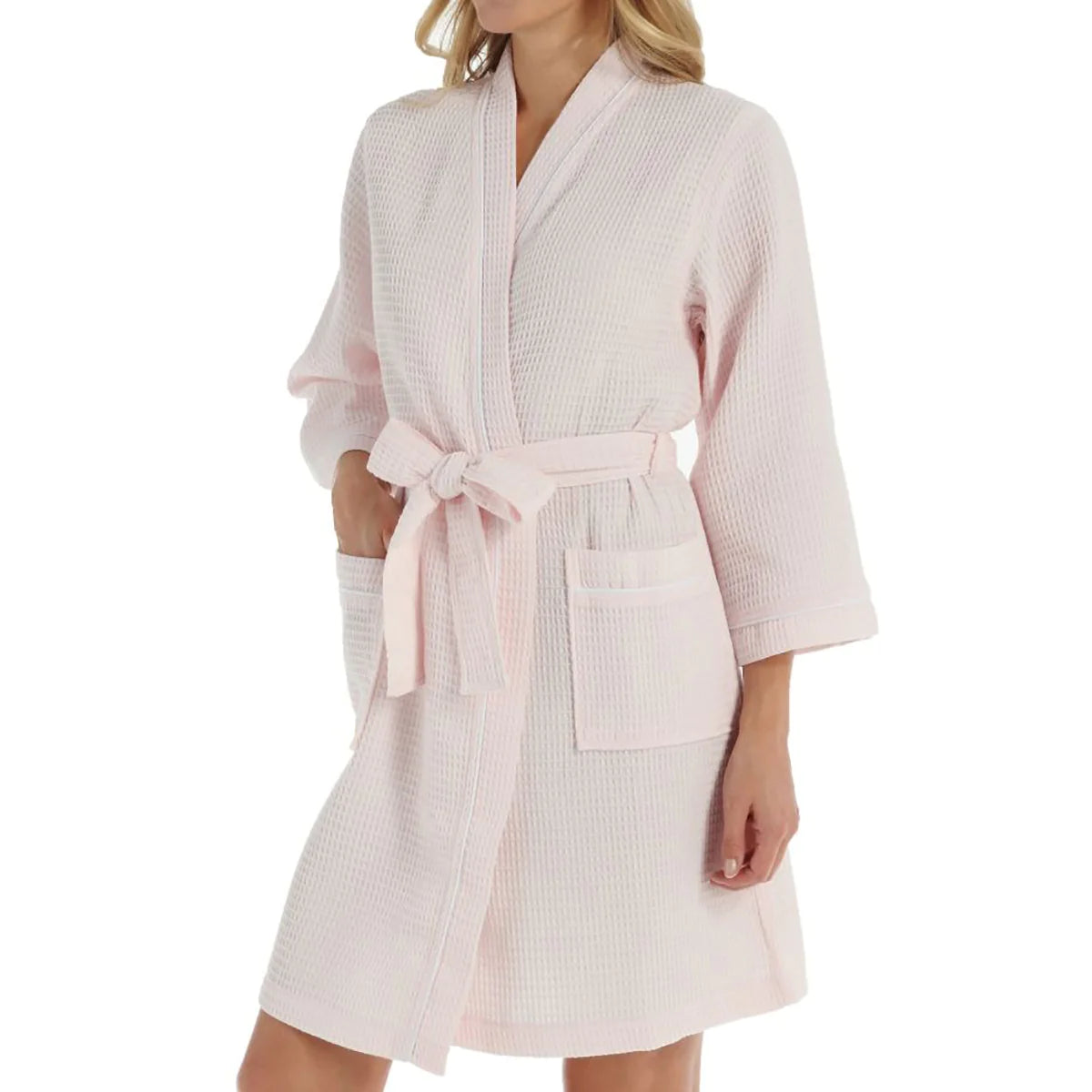 Personalized Kayanna Waffle Kimono Spa Robe - Pink