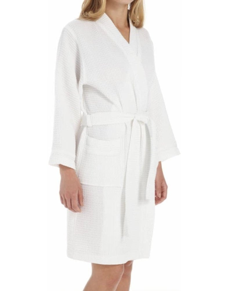 Personalized KayAnna Waffle Kimono Robe- White