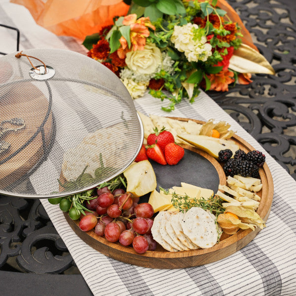 Acacia Cheese Board w/mesh dome