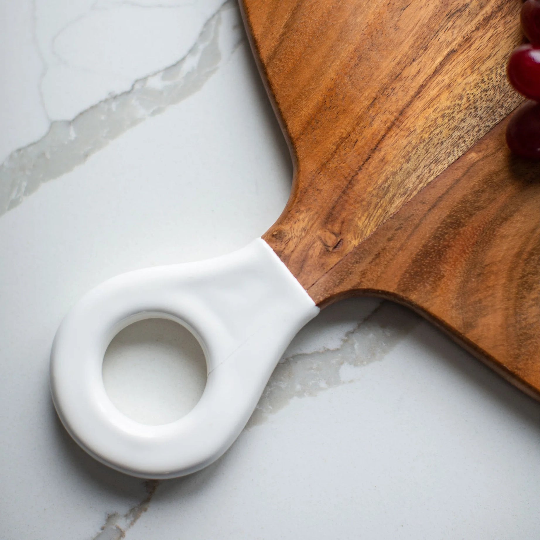 Wood and White Round Charcuterie Board - Large