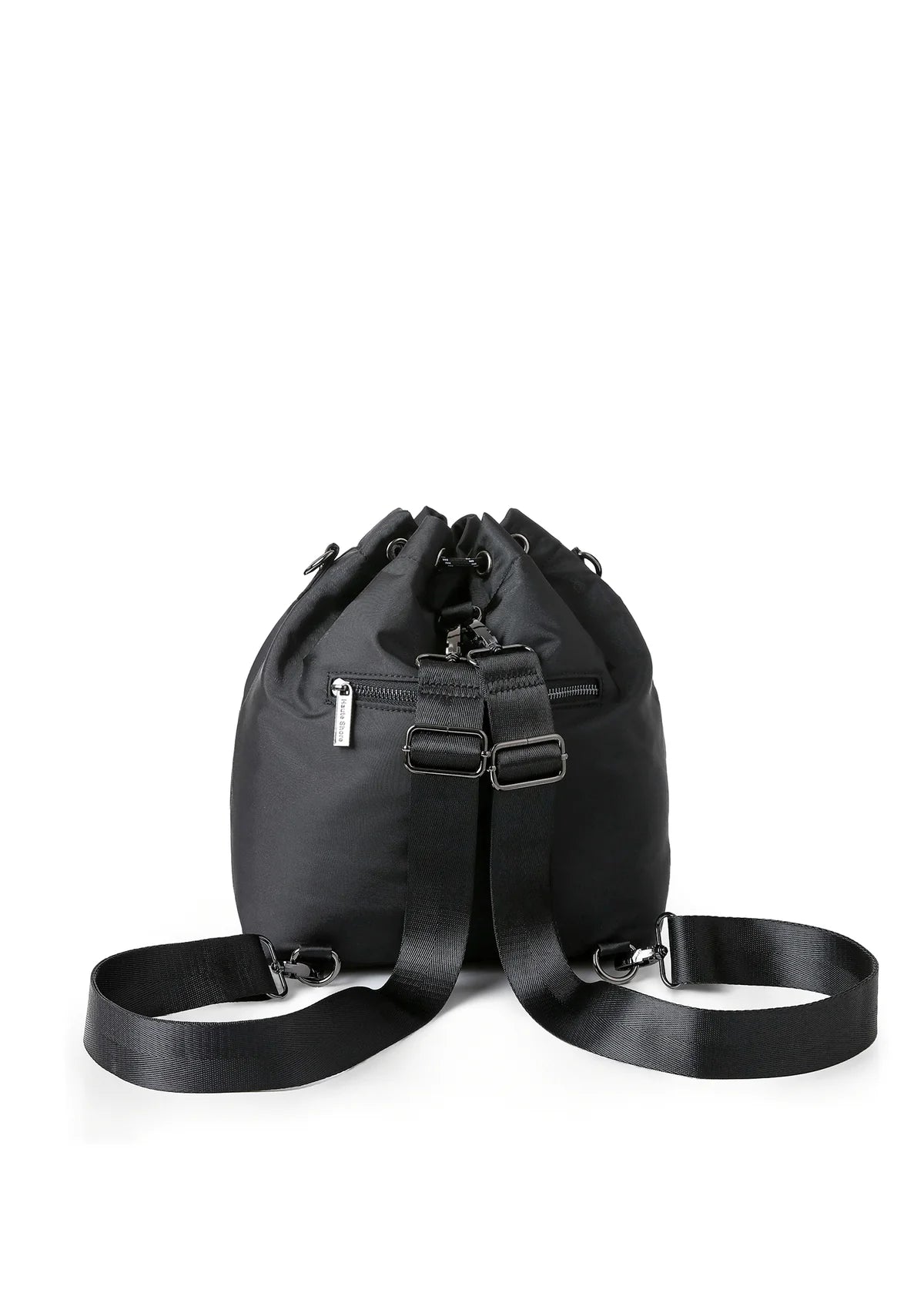 Black nylon bucket bag