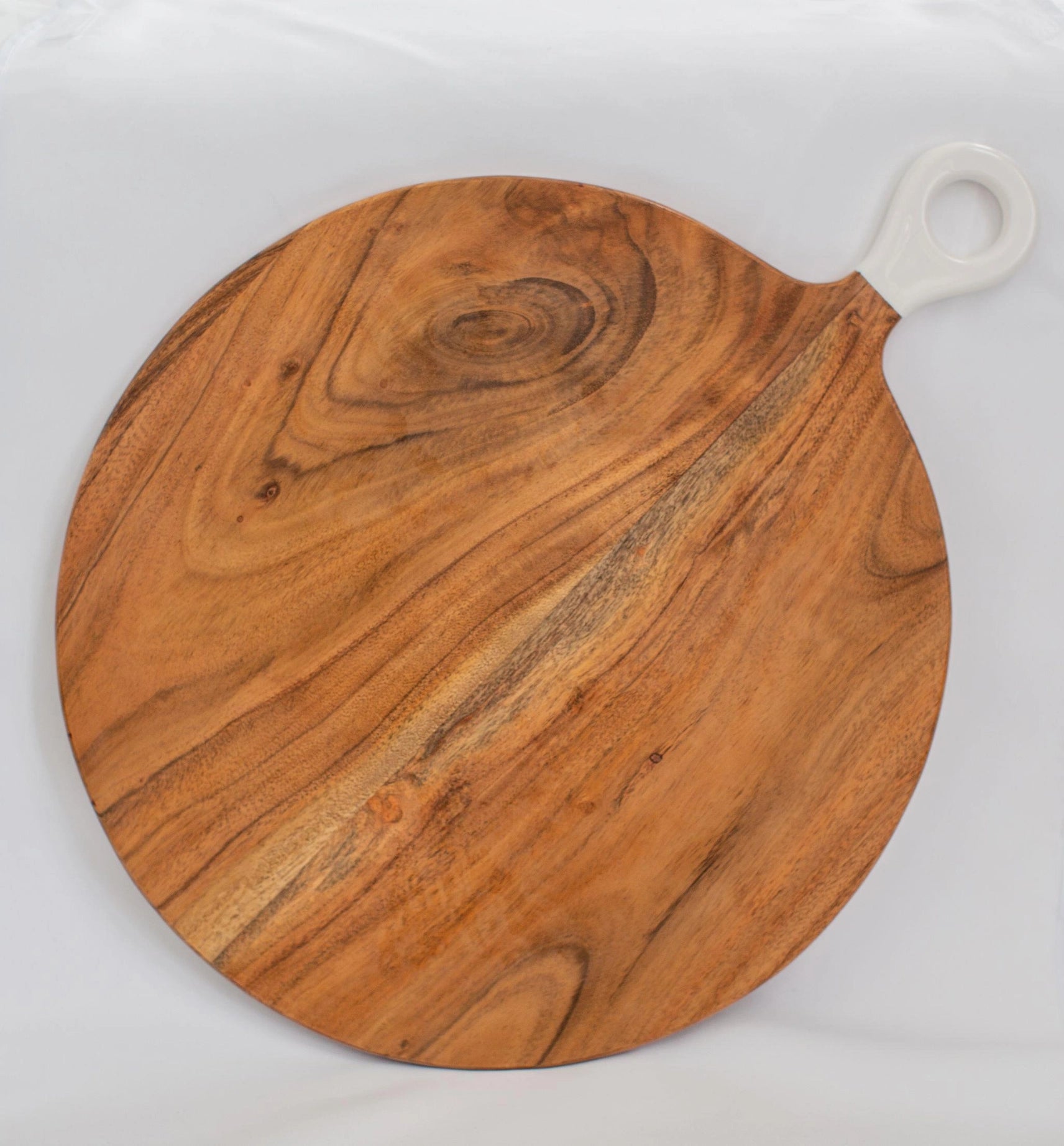 Wood and White Round Charcuterie Board - Large