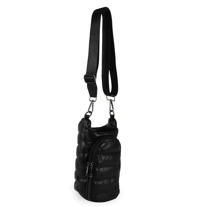 Hipster Waterbottle crossbody, black vegan leather