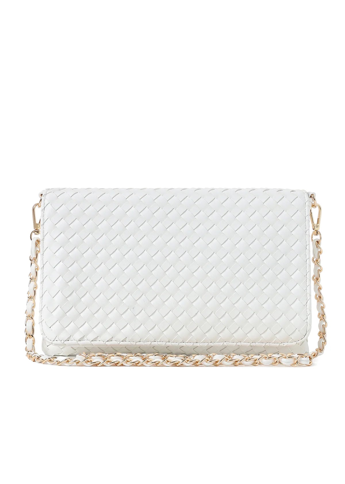 Woven Vegan Leather crossbody- Cloud
