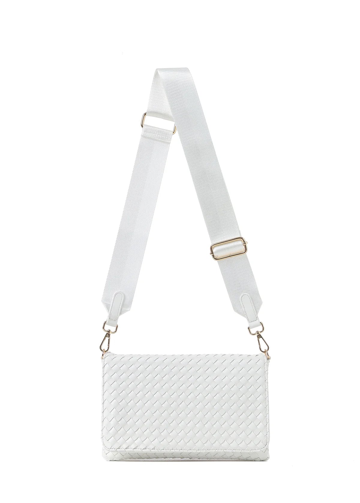 Woven Vegan Leather crossbody- Cloud