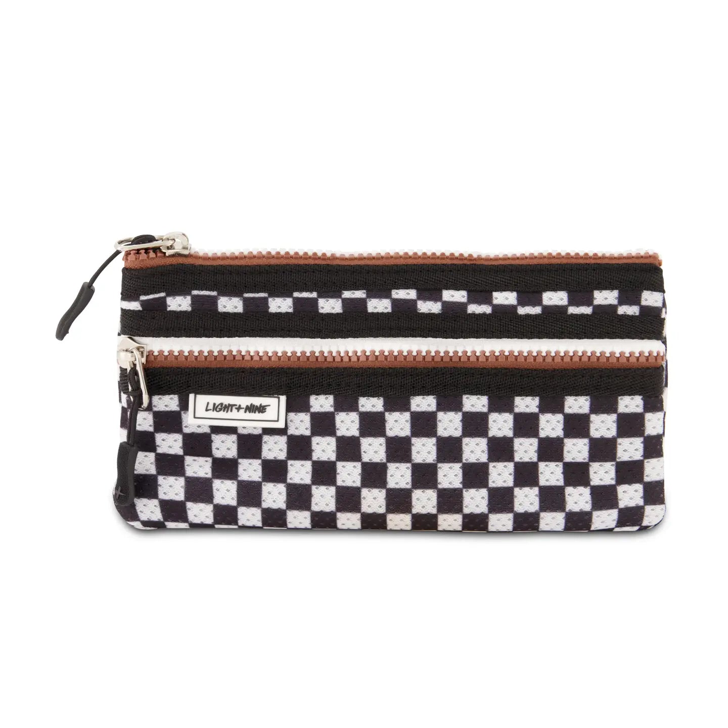 Flat pencil pouch checkered black