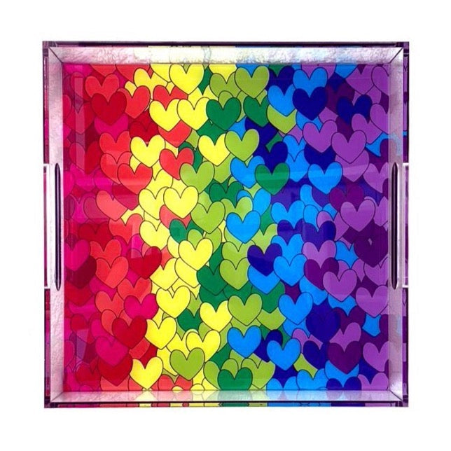 Acrylic Tray - Colourful Hearts