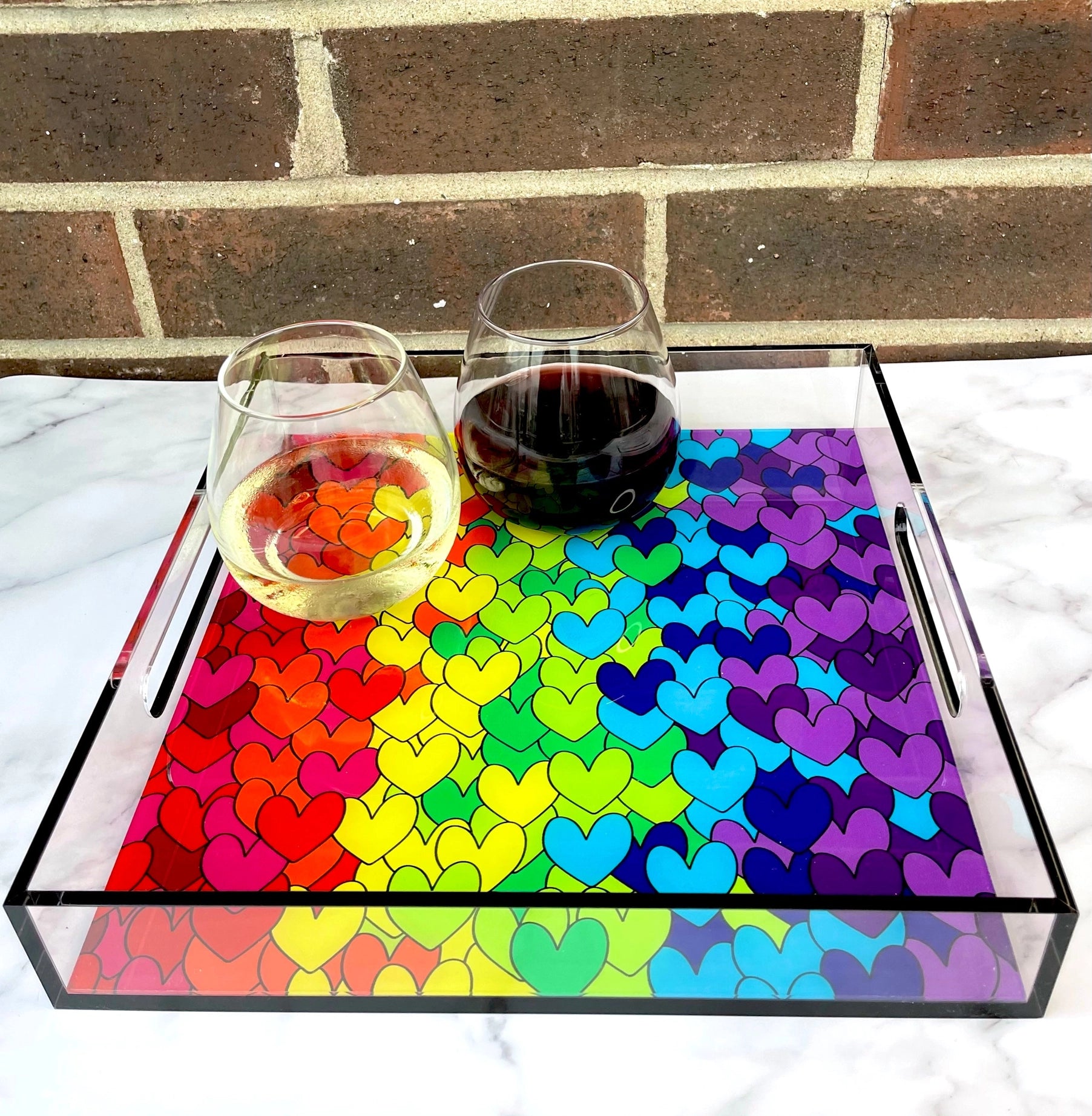 Acrylic Tray - Colourful Hearts