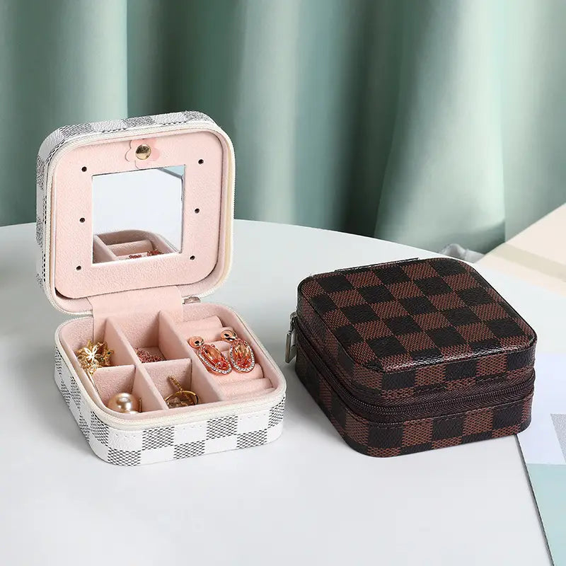 Square Print Jewellery Box - brown