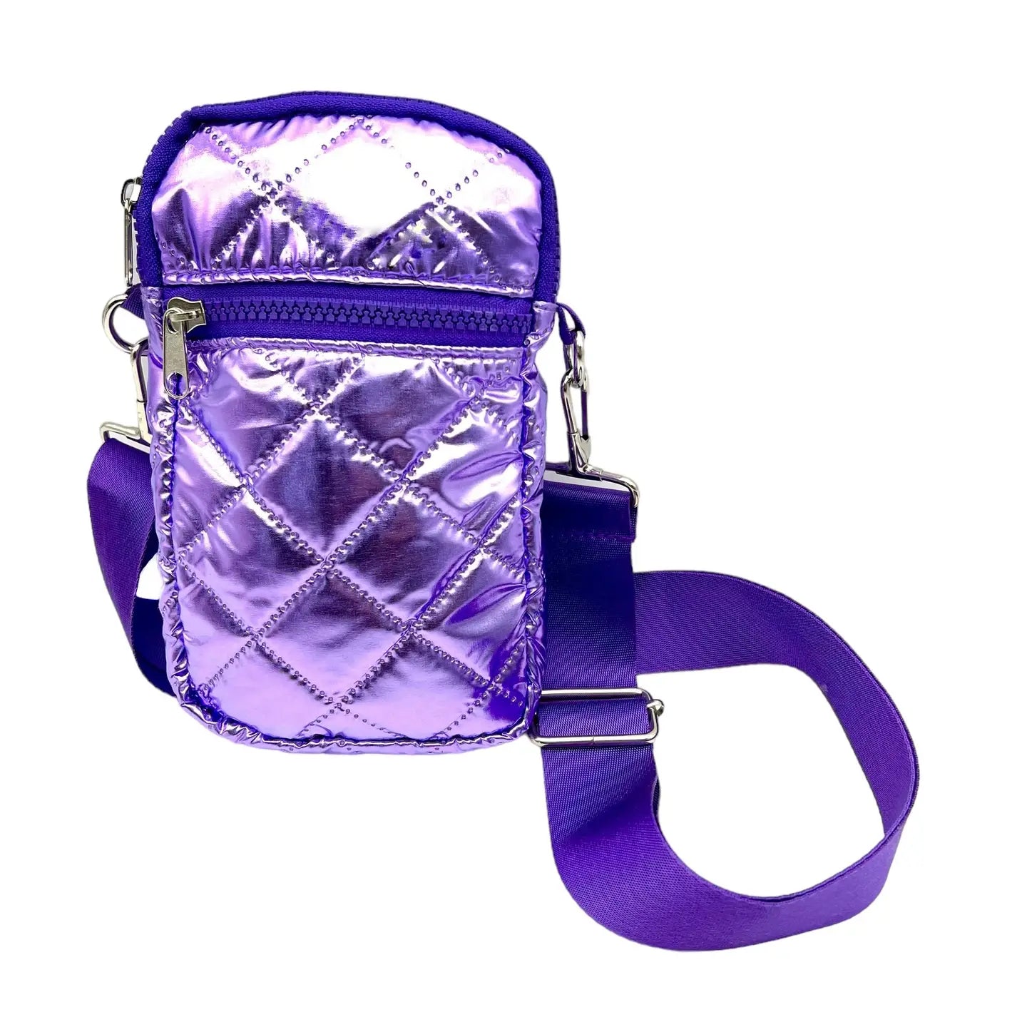 Purple Puffer Messenger Bag