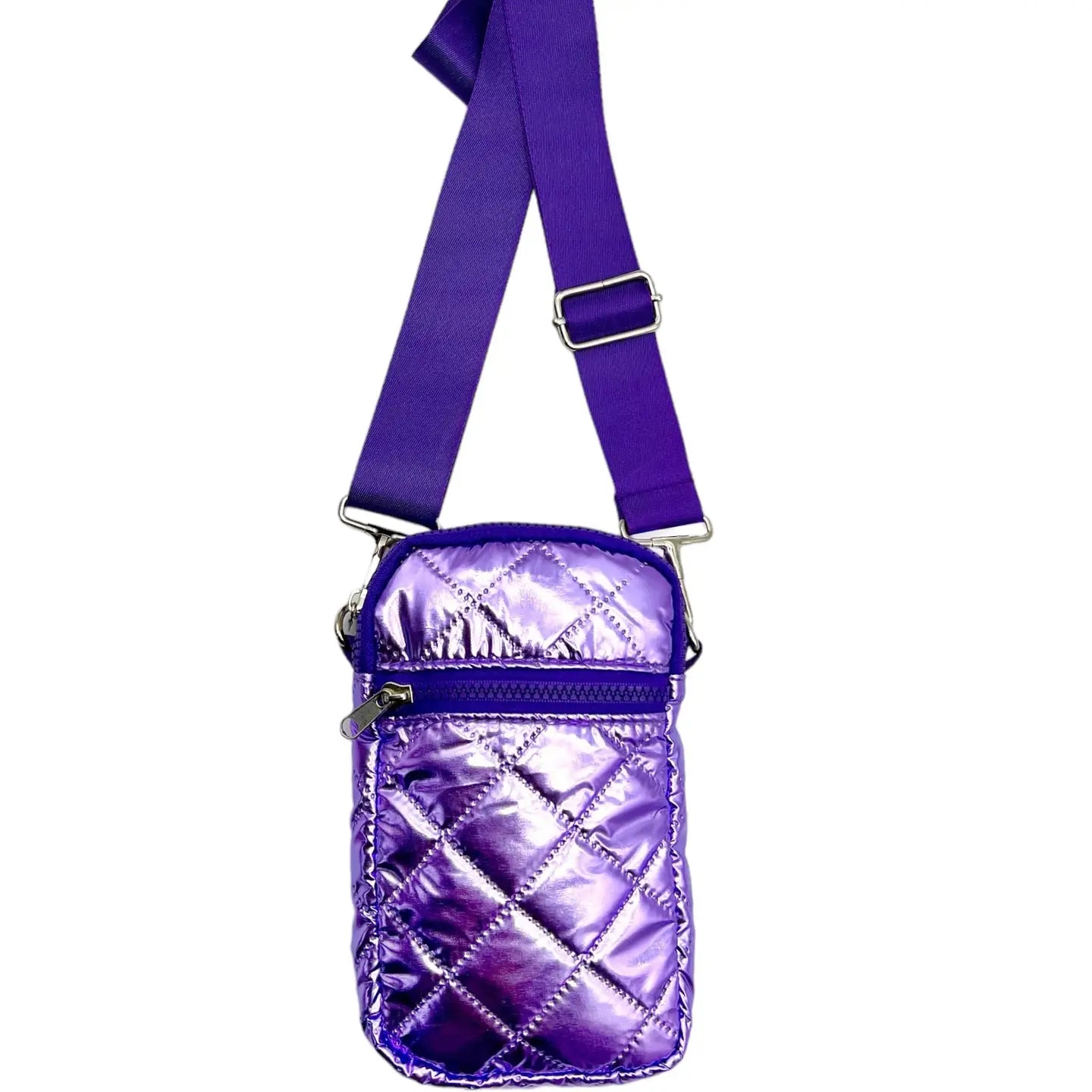 Purple Puffer Messenger Bag