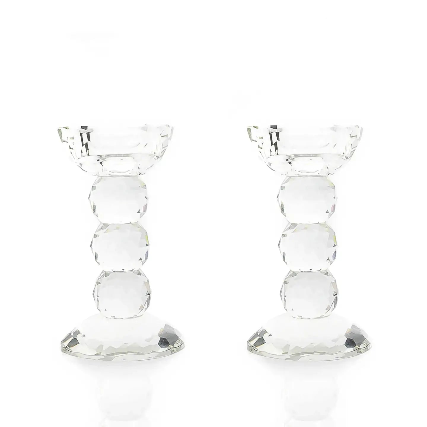 6” Crystal Ball Candlesticks - Set of 2