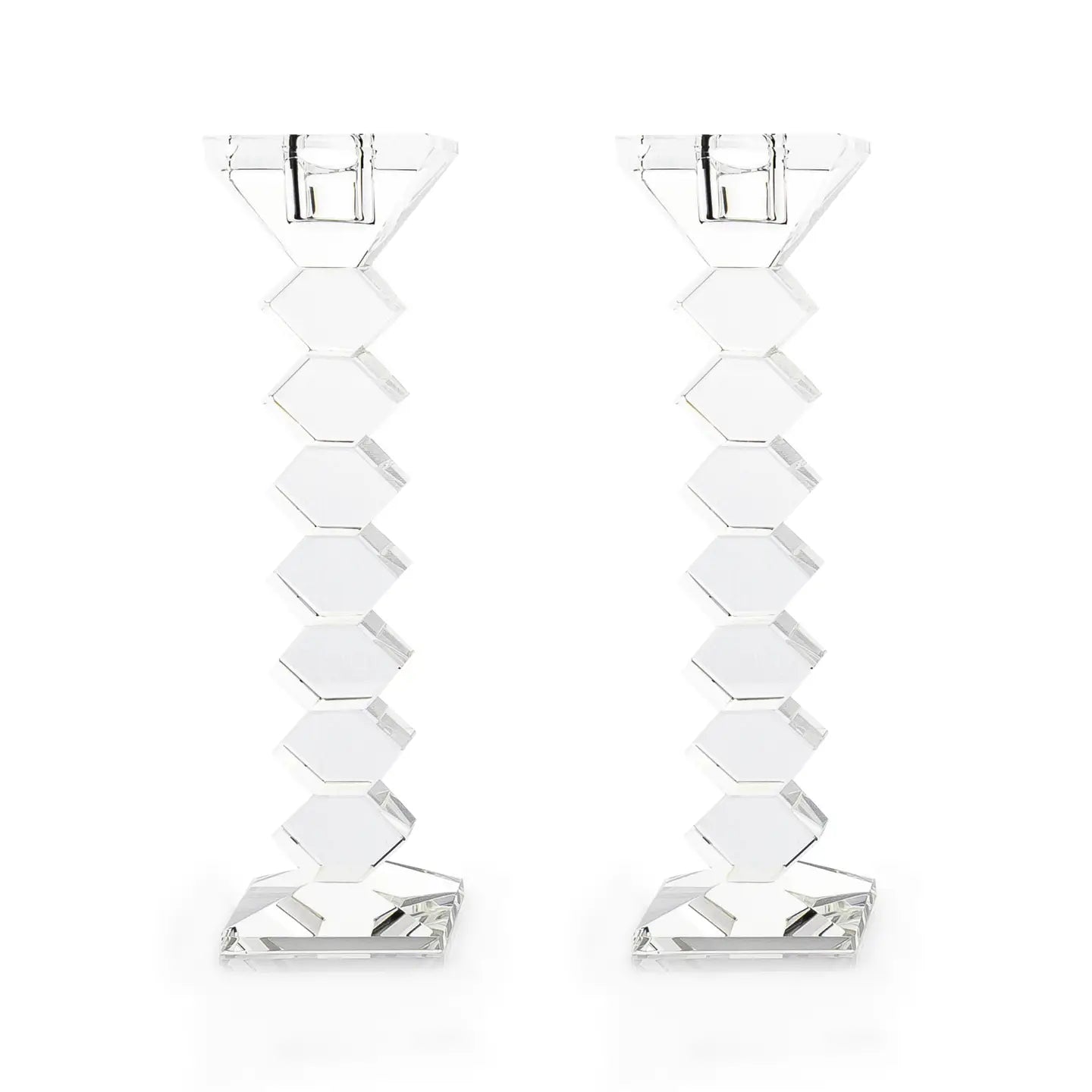 8.25” ZigZag Crystal Candlesticks - Set of 2