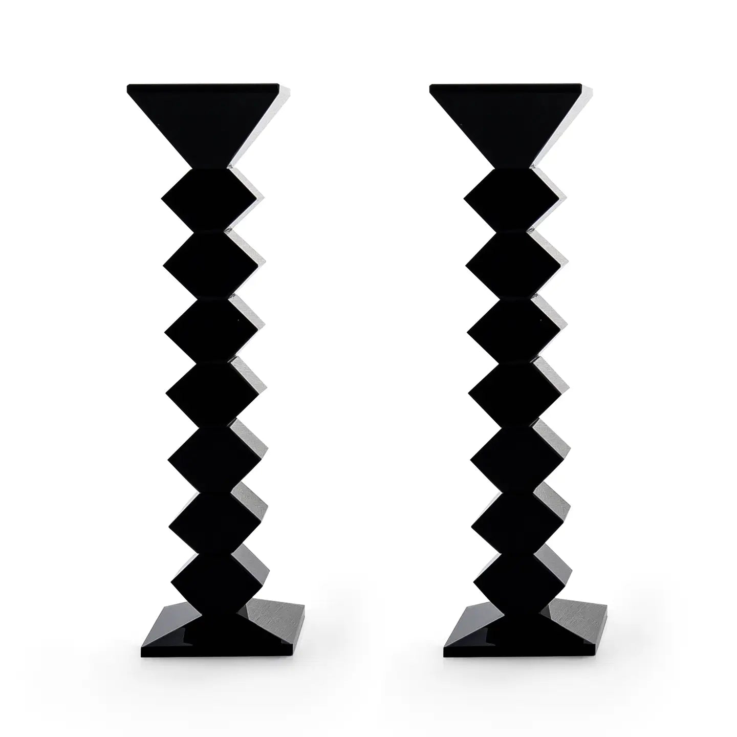 8.25” ZigZag Crystal Candlesticks - Set of 2 Black