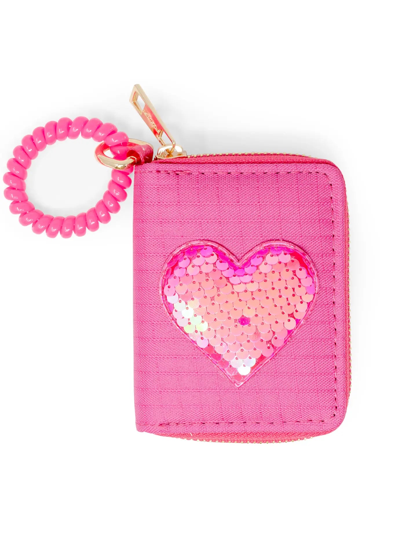 Sequin Heart Spiral Strap Wallet