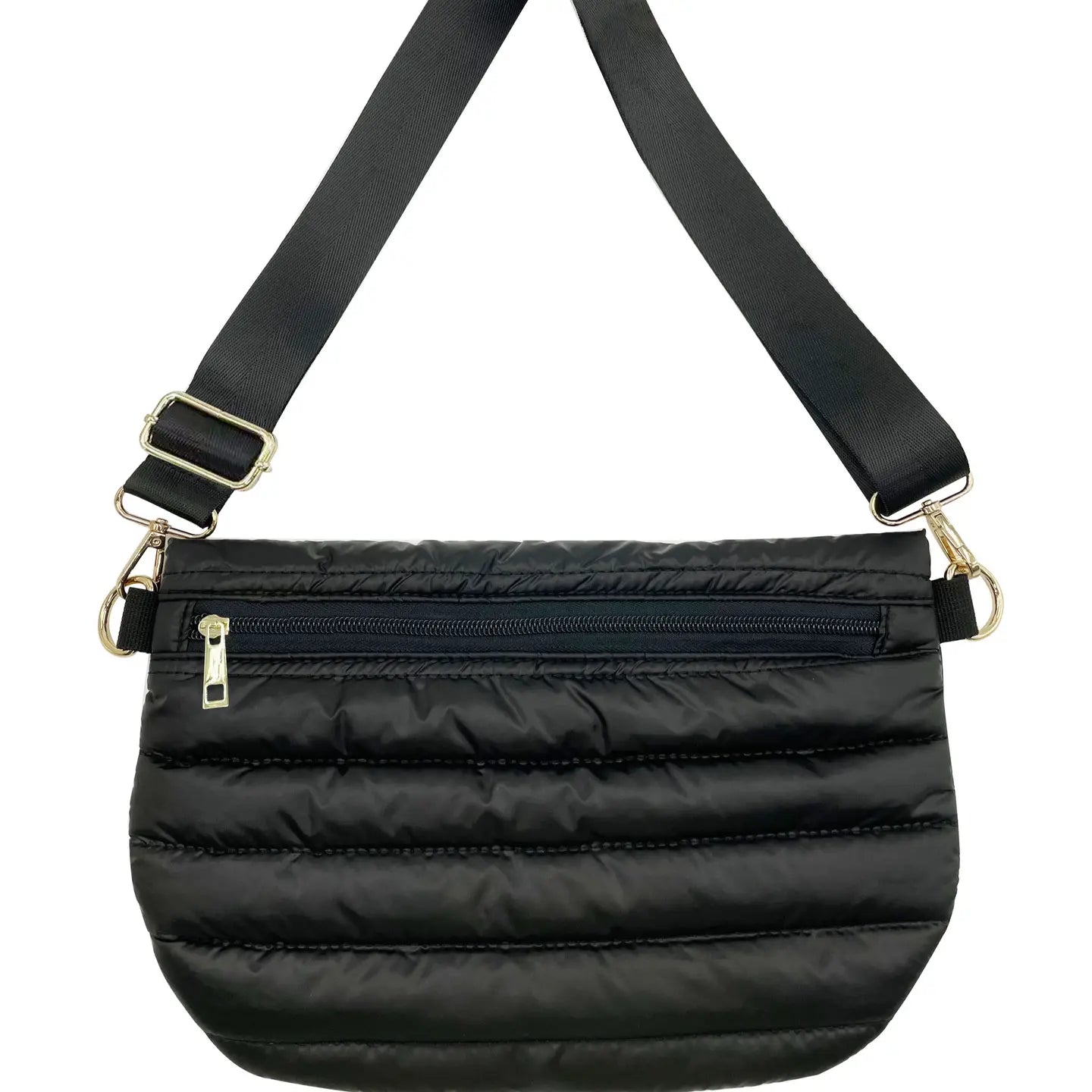 Black Puffer Messenger Crossbody Shoulder Bag