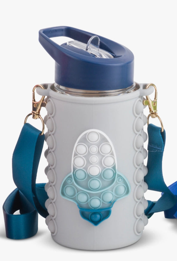 Bubble Water Bottle - Blue/Grey Rocket